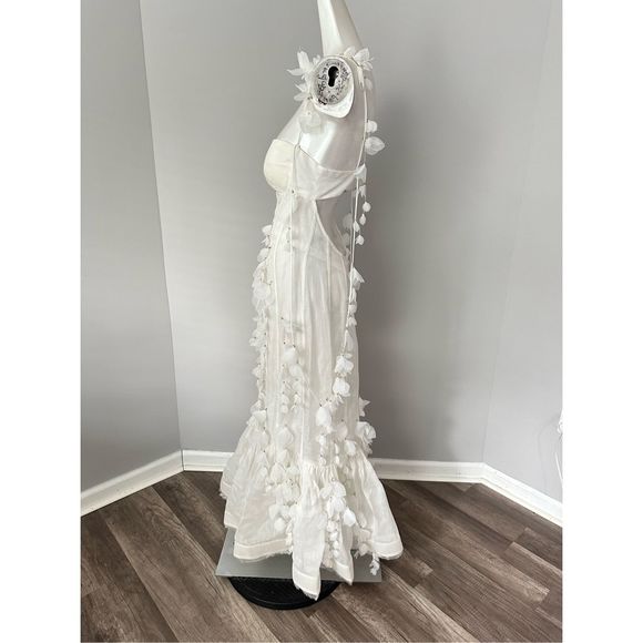 Zimmermann Petal Appliqué Linen-Silk Corset Gown Size Size AU 1 (US 6) $1950 - Picture 8 of 14